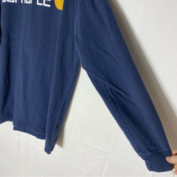 SOLD-Carhartt Navy Blue Cotton Crew Neck Long Sleeve T Shirt L - Picture 9 of 14